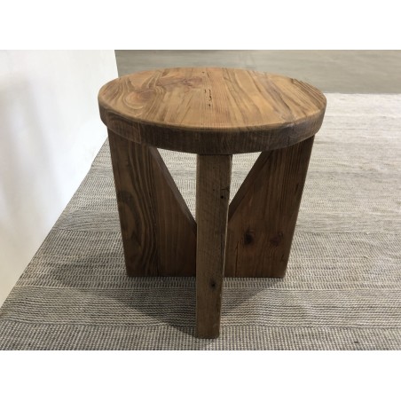 Tabouret rond 40x40cm bois Pin recyclé SANDY