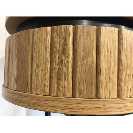 Rounded console table in natural colour with 2 drawers and black metal legs - ETHAN