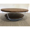Table basse double plateau 100x100cm teck recyclé métal blanc | SECONDE MAIN