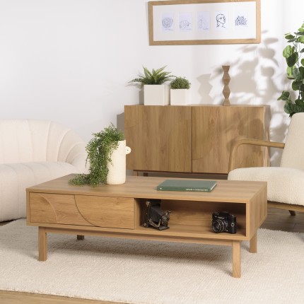 Coffee table with 2 drawers and 2 open compartments - Macabane Furniture