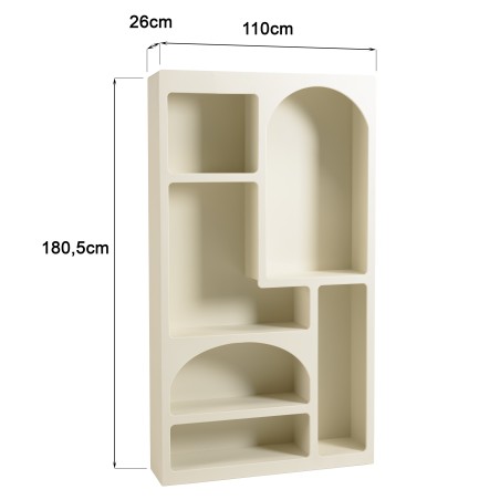 HELENA - 6-compartment shelf, 100x26cm, in beige-painted wood