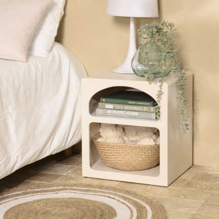 Beige bedside table with 2 compartments - Macabane Furniture