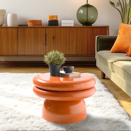 Table d'appoint design en fer couleur orange - Seconde Main