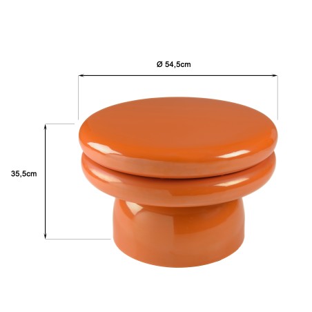 Designer side table in fluorescent orange iron - Second-hand