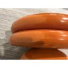 Designer side table in fluorescent orange iron - Second-hand