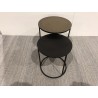 JOHAN - Set of 2 Round Nesting Side Tables in Gold and Black Aluminium