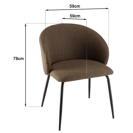 Lot de 2 chaises TOM - Tissu marron et acier noir | Seconde Main