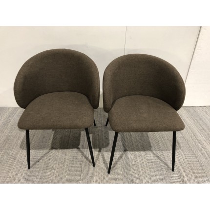 Lot de 2 chaises TOM - Tissu marron et acier noir | Seconde Main