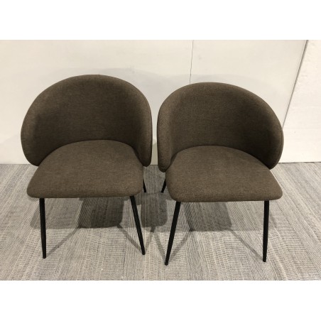 Lot de 2 chaises TOM - Tissu marron et acier noir | Seconde Main