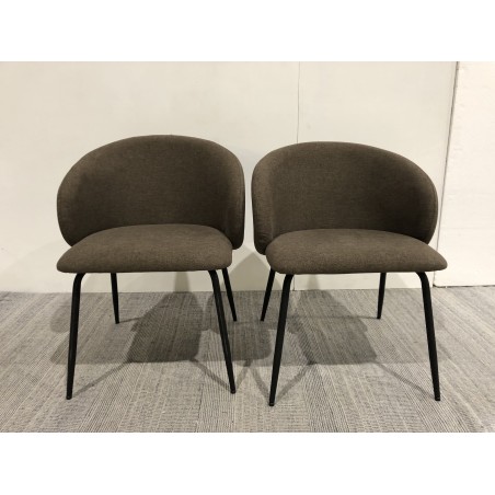 Lot de 2 chaises TOM - Tissu marron et acier noir | Seconde Main