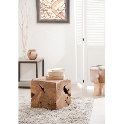 WALLY - Natural Teak Wood Cube | Handcrafted Indonesian Decor | Second Hand
