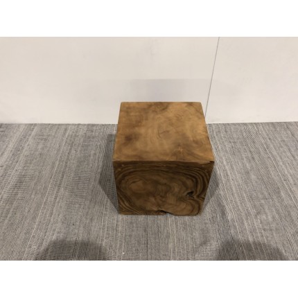 WALLY - Natural Teak Wood Cube | Handcrafted Indonesian Decor | Second Hand
