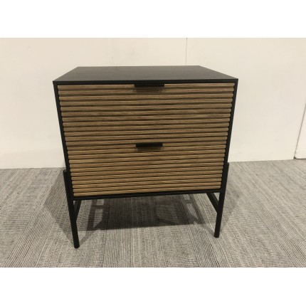 CHARLIE Brown and Black Bedside Table with 2 Drawers