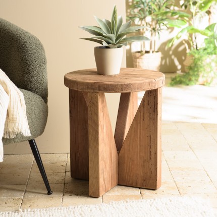Tabouret rond 40x40cm bois Pin recyclé SANDY