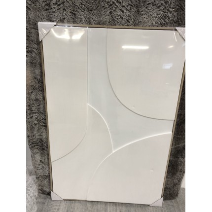 Wall decoration 83x123cm white abstract shapes in relief | Second Hand