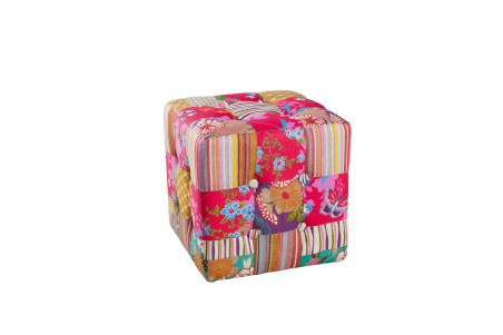 KATE Square Pouf 35x35cm Bohemian Multicolor Fabric