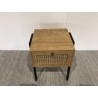 CHARLIE Brown Bedside Table with 1 Drawer - Cane Effect & Metal Legs