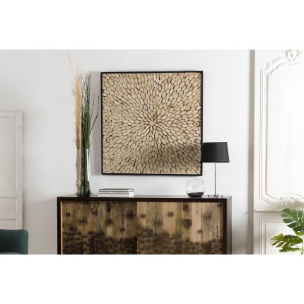 Décoration murale100x100cm bois branches Teck nature | Collection Sam