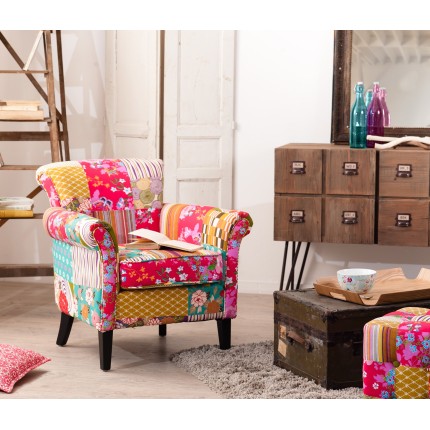 Fauteuil ALIÉNOR tissu bohème multicolore