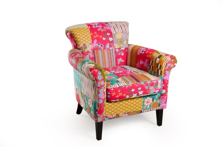 Fauteuil ALIÉNOR tissu bohème multicolore