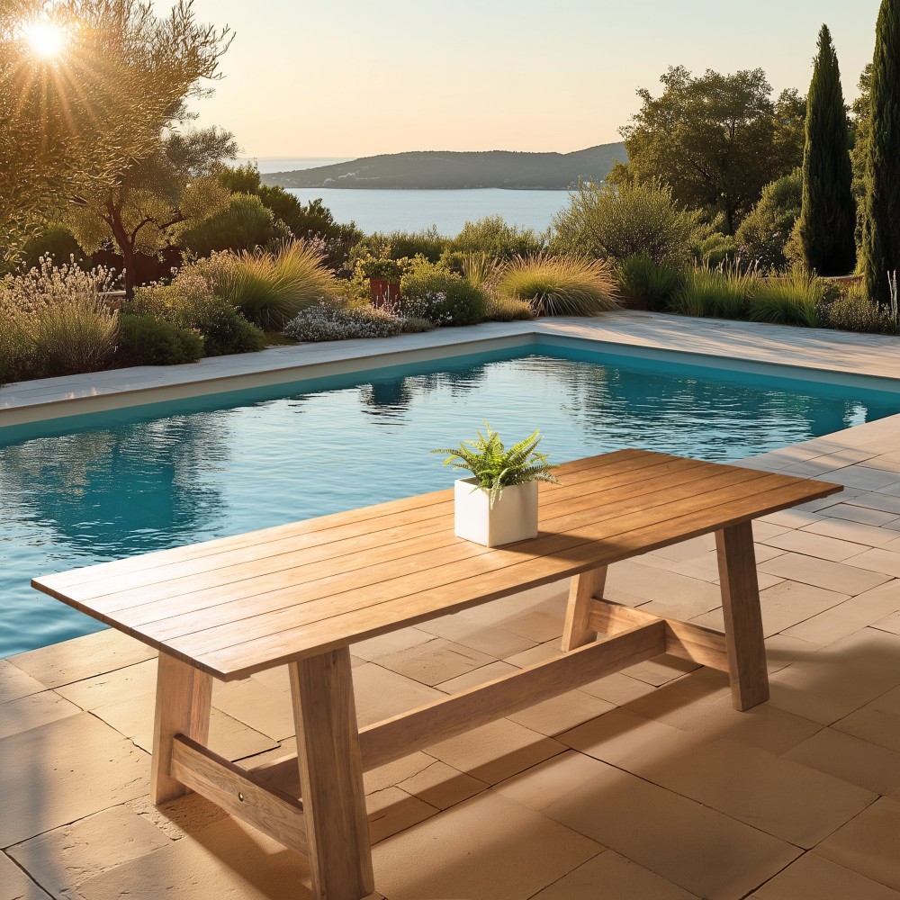 Tavolo da pranzo da giardino 250x100cm in legno di teak riciclato
