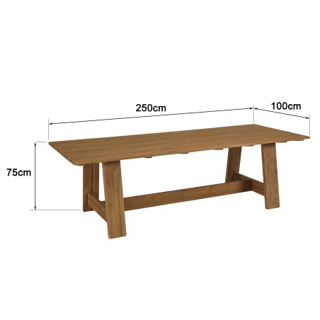 250x100cm garden dining table made from recycled teak