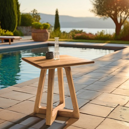 Table de jardin carrée en bois de teck recyclé | Meubles Macabane