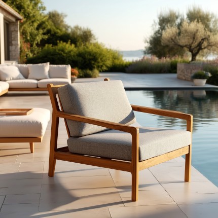 Fauteuil de jardin en bois de teck recyclé couleur naturelle