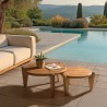 Set van 2 ronde tuinsalontafels gerecycled teakhout
