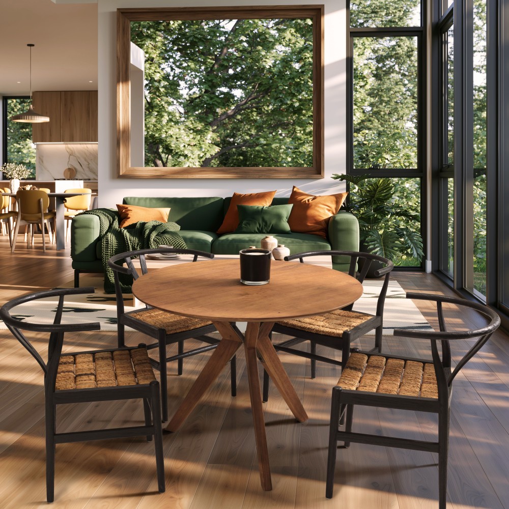 SIXTINE - Round dining table in recycled teak, D100cm