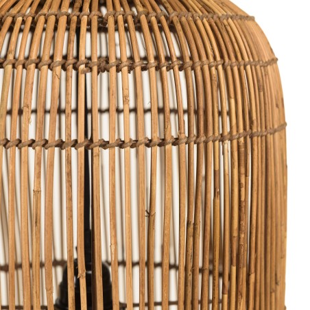 SIXTINE - 28x28cm pendant light in natural-coloured rattan and recycled teak