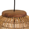 Suspension 28x28cm en rotin couleur naturelle et bois de teck recyclé | Macabane