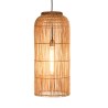 Suspension 28x28cm en rotin couleur naturelle et bois de teck recyclé | Macabane