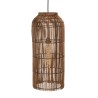 SIXTINE - 28x28cm pendant light in brown rattan and recycled teak 
