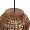 Suspension 28x28cm en rotin couleur marron et bois de teck recyclé | Macabane
