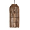 SIXTINE - 28x28cm pendant light in brown rattan and recycled teak 