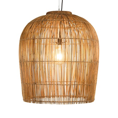 SIXTINE - 59x59cm pendant light in natural-coloured rattan and recycled teak