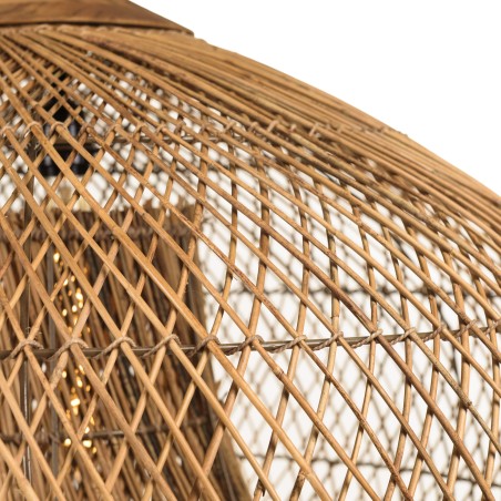SIXTINE - 80x80cm pendant light in natural-coloured rattan and recycled teak