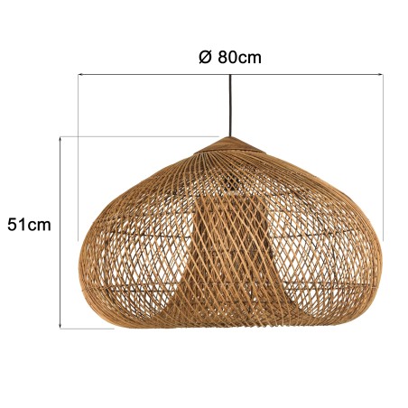 Suspension 80x80cm en rotin couleur naturelle et bois de teck recyclé | Macabane