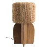 Lampe 30x30cm en rotin couleur naturelle et bois de teck recyclé - Macabane