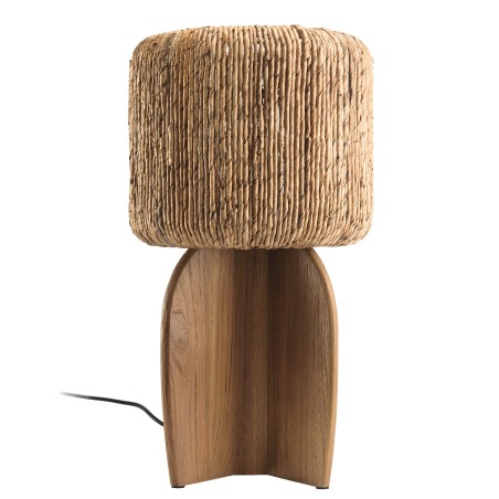 SIXTINE - 30x30cm lamp in natural-coloured rattan and recycled teak