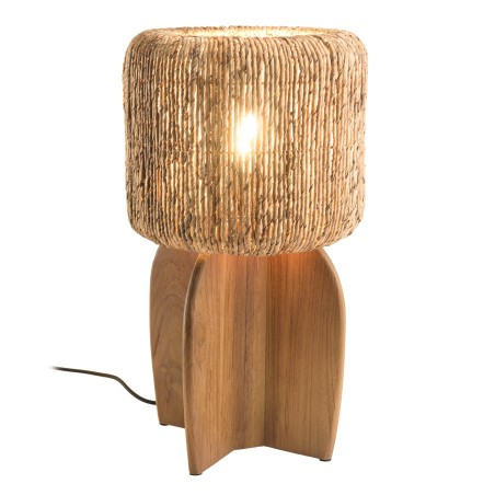 SIXTINE - 30x30cm lamp in natural-coloured rattan and recycled teak