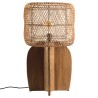 Lampe 38x38cm en rotin couleur naturelle et bois de teck recyclé | Macabane