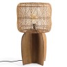SIXTINE - 38x38cm lamp in natural-coloured rattan and recycled teak