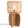 Lampe 38x38cm en rotin couleur naturelle et bois de teck recyclé | Macabane