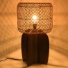 SIXTINE - 38x38cm lamp in natural-coloured rattan and recycled teak