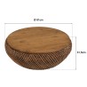 Salontafel van bruin rotan en gerecycled teakhout D80cm | Macabane