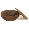 Salontafel van bruin rotan en gerecycled teakhout D80cm | Macabane