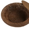 Salontafel van bruin rotan en gerecycled teakhout D100cm | Macabane
