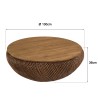 SIXTINE - Brown rattan and recycled teak coffee table, diameter 100cm
